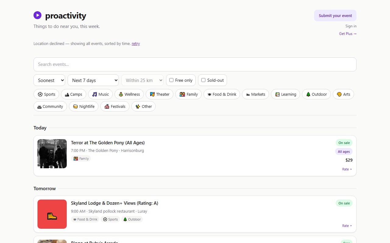Screenshot of proactivity.app
